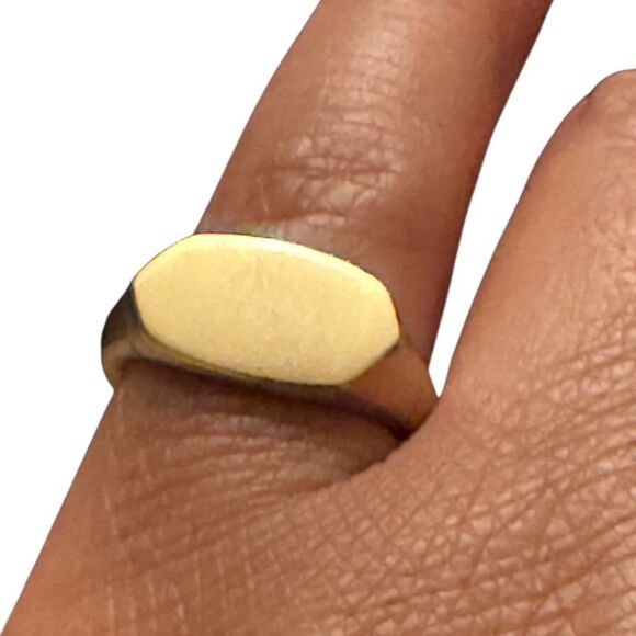 Kendra Scott Elisa Signet 18k Gold  over Sterling Silver Ring size 5 - Picture 2 of 4